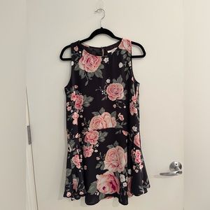 Floral Roses Drop Waist Dress, Size M